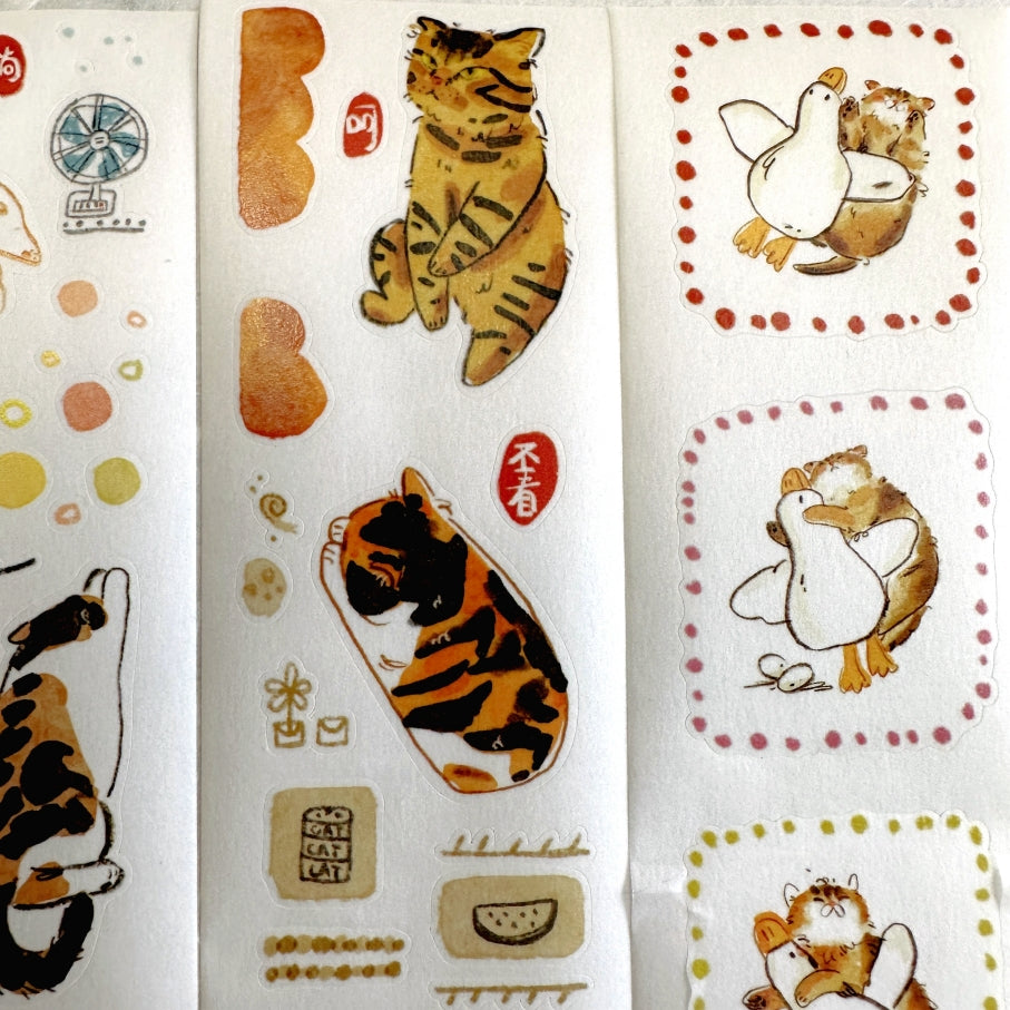 Two Raccoons x Cyan - Miao Miao Miao kiss-cut washi tape SAMPLES