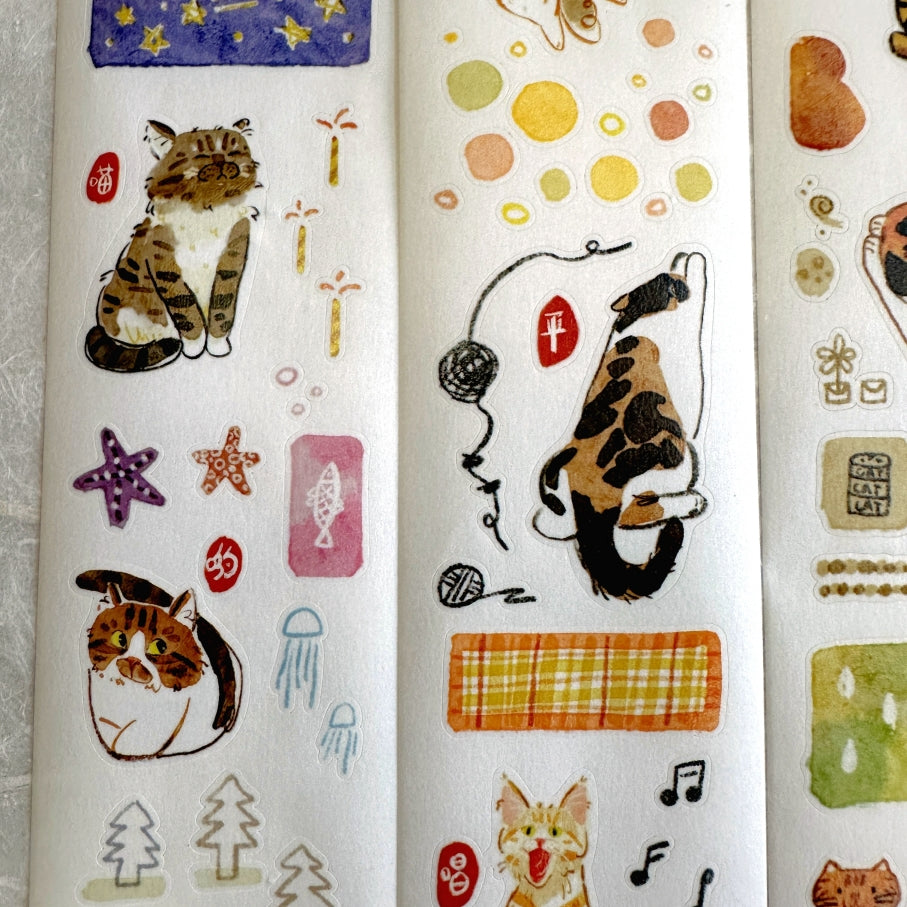 Two Raccoons x Cyan - Miao Miao Miao kiss-cut washi tape SAMPLES