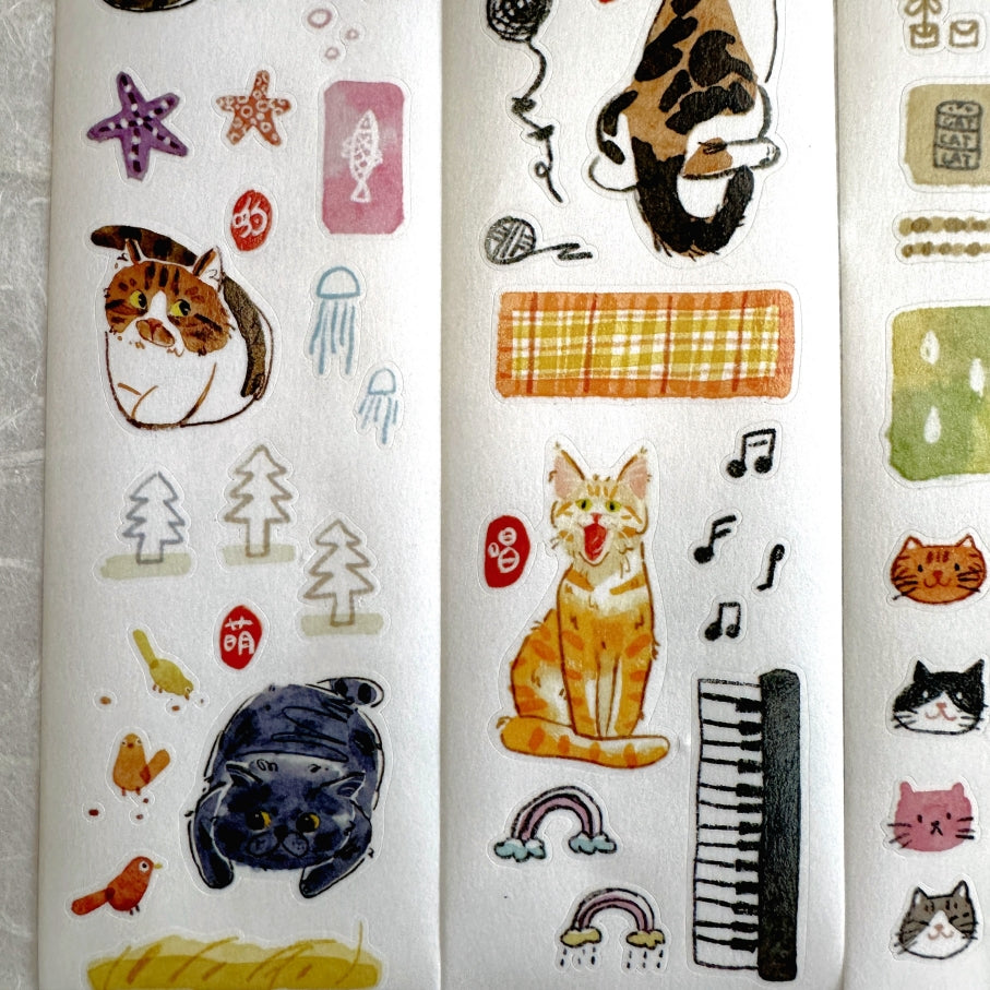Two Raccoons x Cyan - Miao Miao Miao kiss-cut washi tape SAMPLES