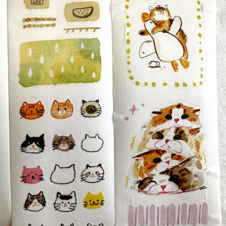 Two Raccoons x Cyan - Miao Miao Miao kiss-cut washi tape SAMPLES