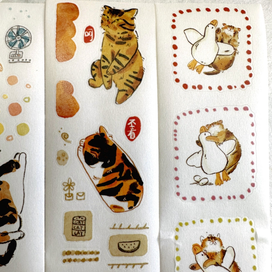 Two Raccoons x Cyan - Miao Miao Miao kiss-cut washi tape SAMPLES