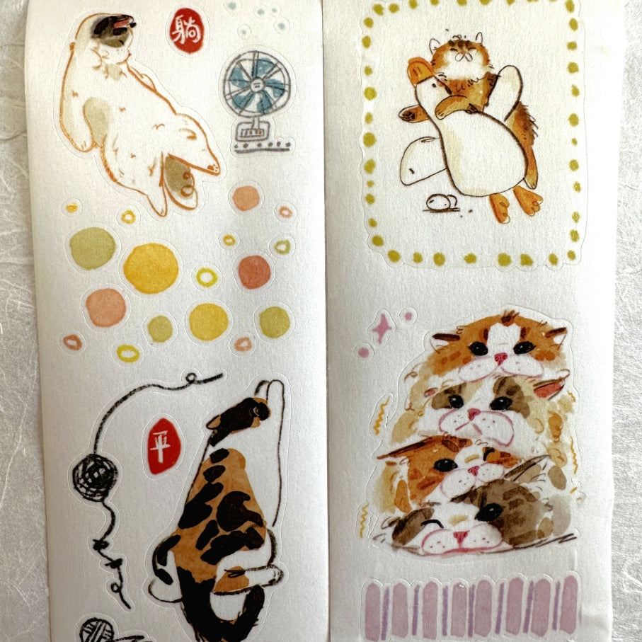 Two Raccoons x Cyan - Miao Miao Miao kiss-cut washi tape SAMPLES