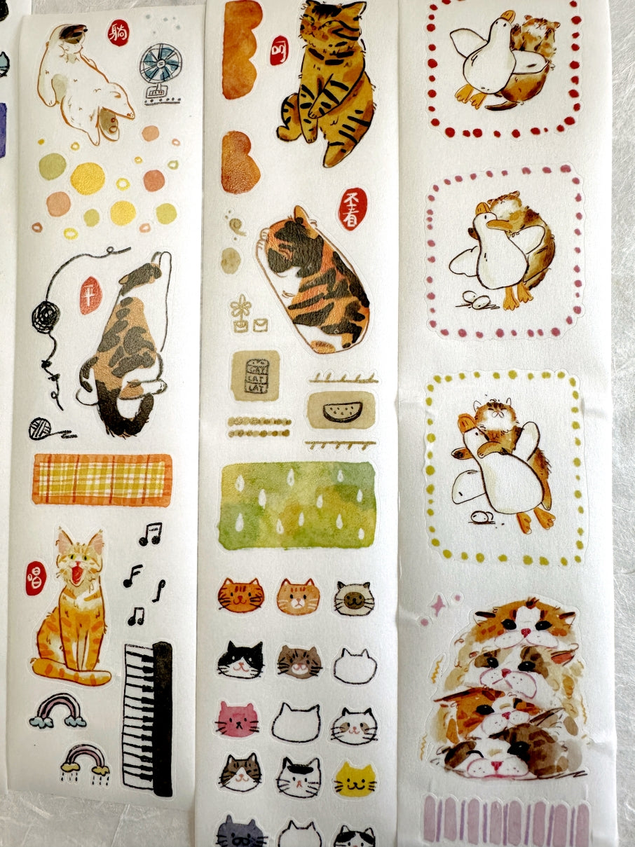 Two Raccoons x Cyan - Miao Miao Miao kiss-cut washi tape SAMPLES