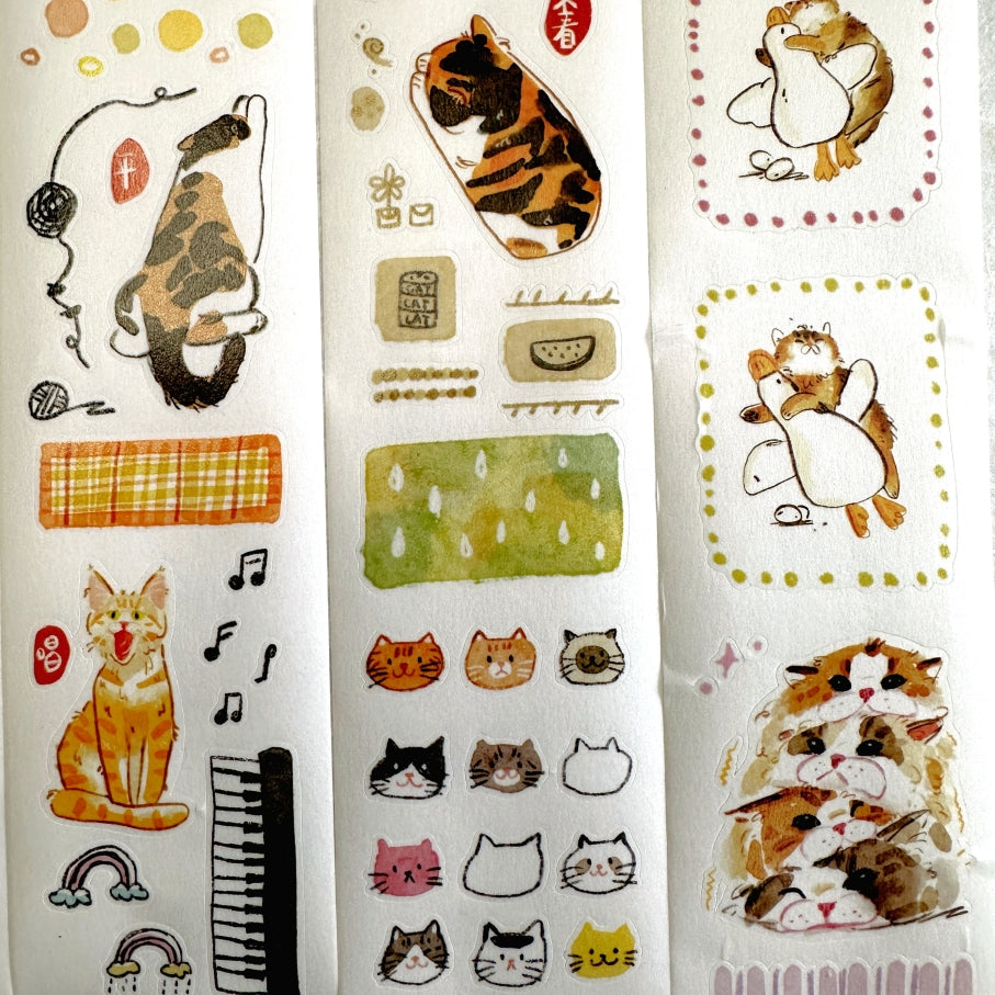 Two Raccoons x Cyan - Miao Miao Miao kiss-cut washi tape SAMPLES