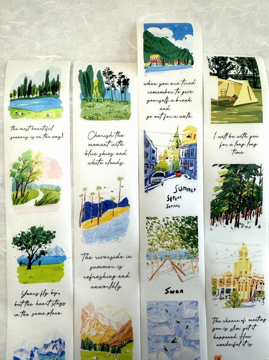 Two Raccoons x seven - Summer Street Scenes kiss-cut washi tape SAMPLES