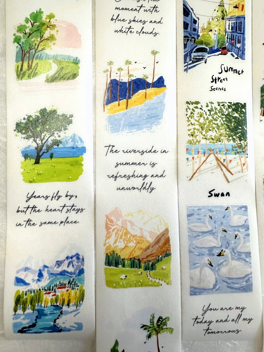 Two Raccoons x seven - Summer Street Scenes kiss-cut washi tape SAMPLES