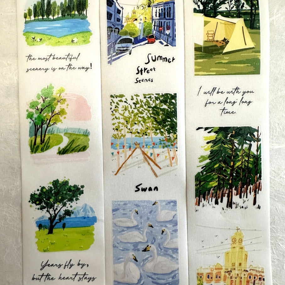 Two Raccoons x seven - Summer Street Scenes kiss-cut washi tape SAMPLES