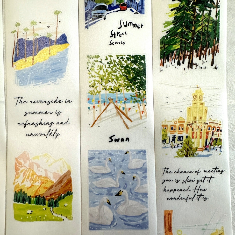 Two Raccoons x seven - Summer Street Scenes kiss-cut washi tape SAMPLES