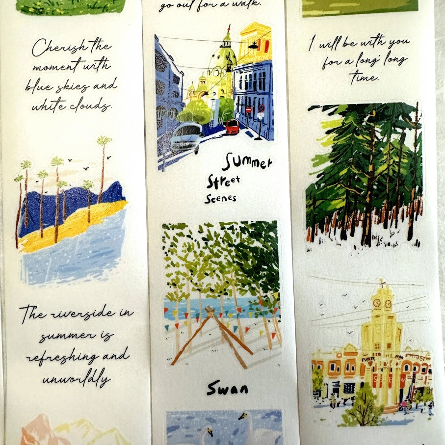 Two Raccoons x seven - Summer Street Scenes kiss-cut washi tape SAMPLES
