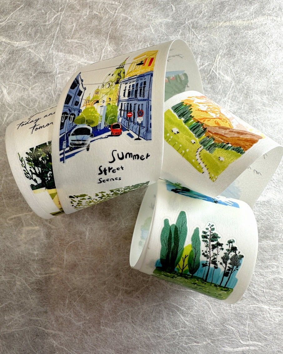 Two Raccoons x seven - Summer Street Scenes kiss-cut washi tape SAMPLES