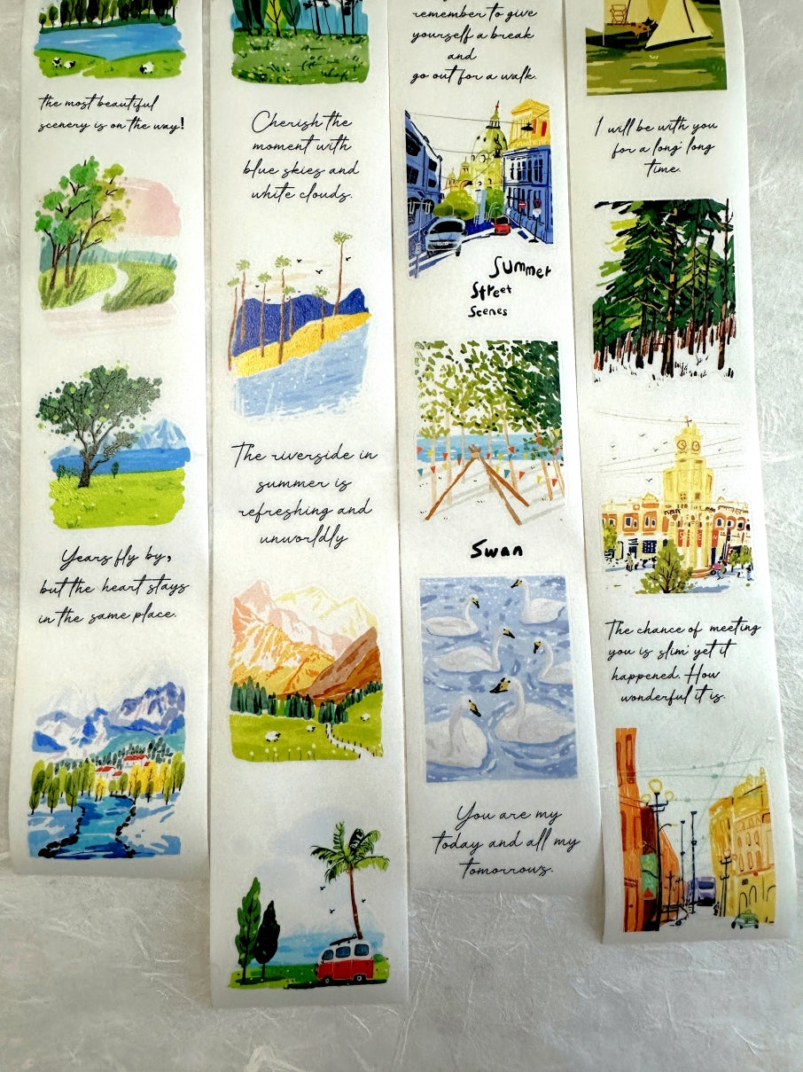 Two Raccoons x seven - Summer Street Scenes kiss-cut washi tape SAMPLES