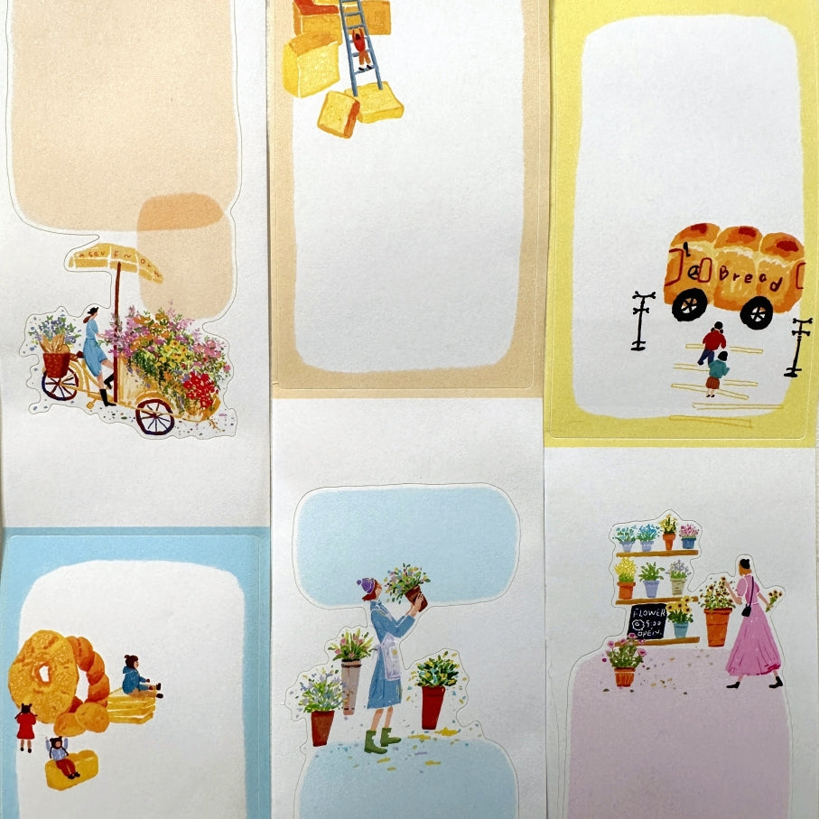 Two Raccoons - Bread and Flowers kiss-cut memo paper tape SAMPLES