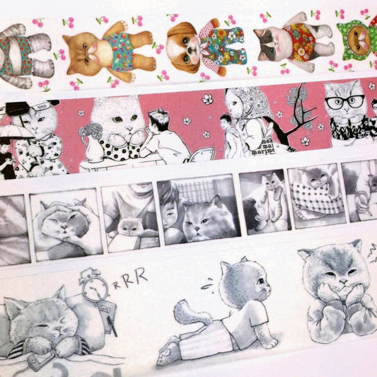 Uncle Cat - cat art Korean masking tape SAMPLES
