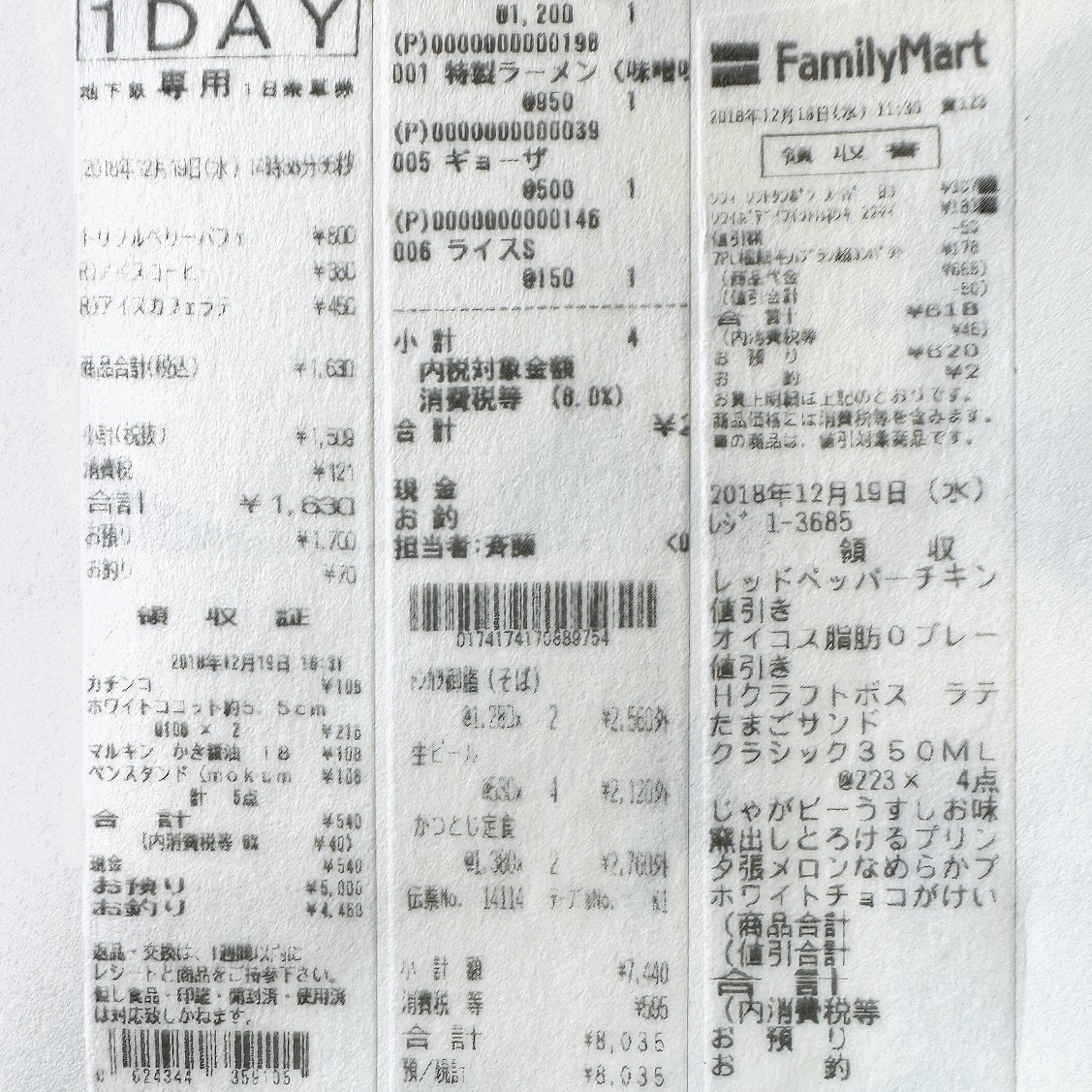 Uit Waaien - Japan Receipts washi tape SAMPLES