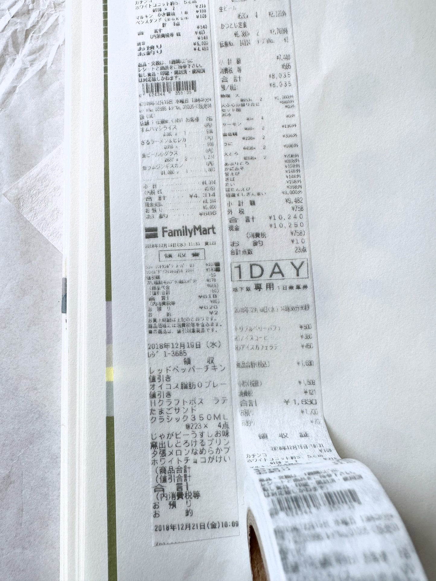 Uit Waaien - Japan Receipts washi tape SAMPLES