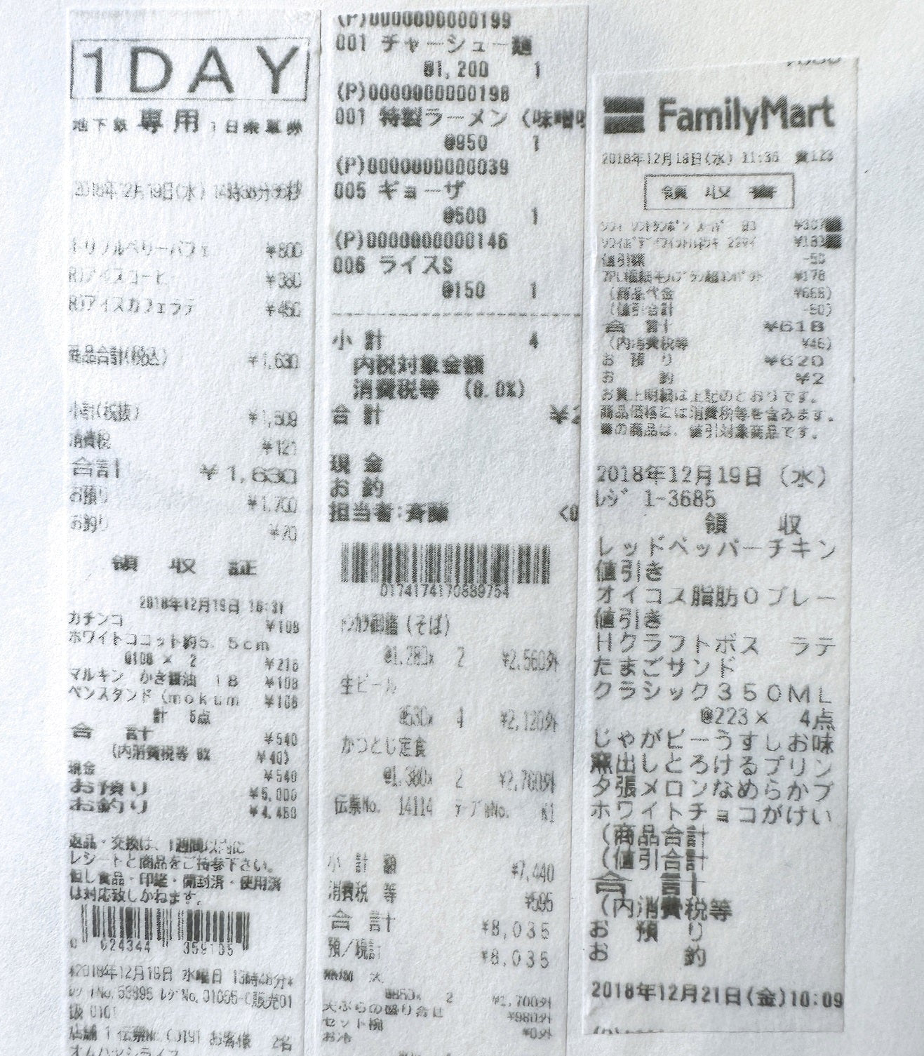 Uit Waaien - Japan Receipts washi tape SAMPLES