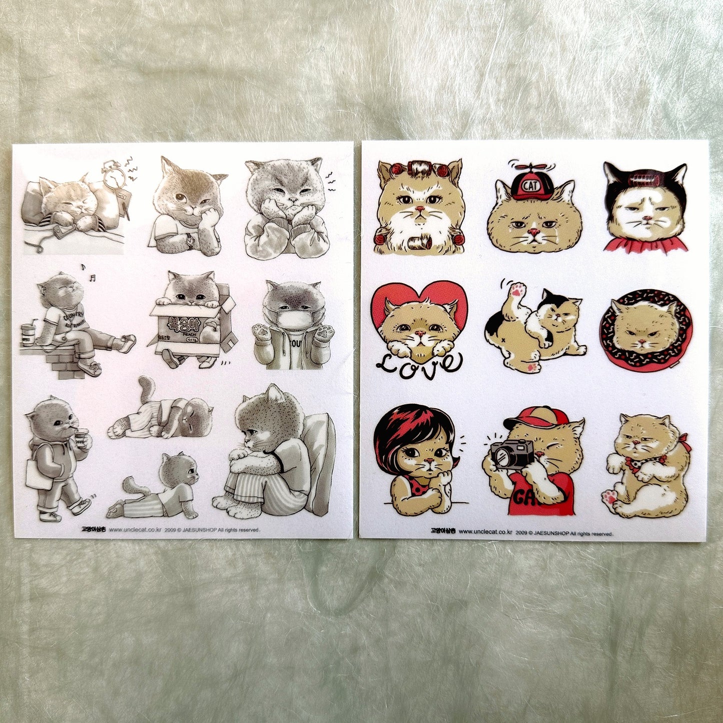 Uncle Cat - uncut transparent sticker sheets