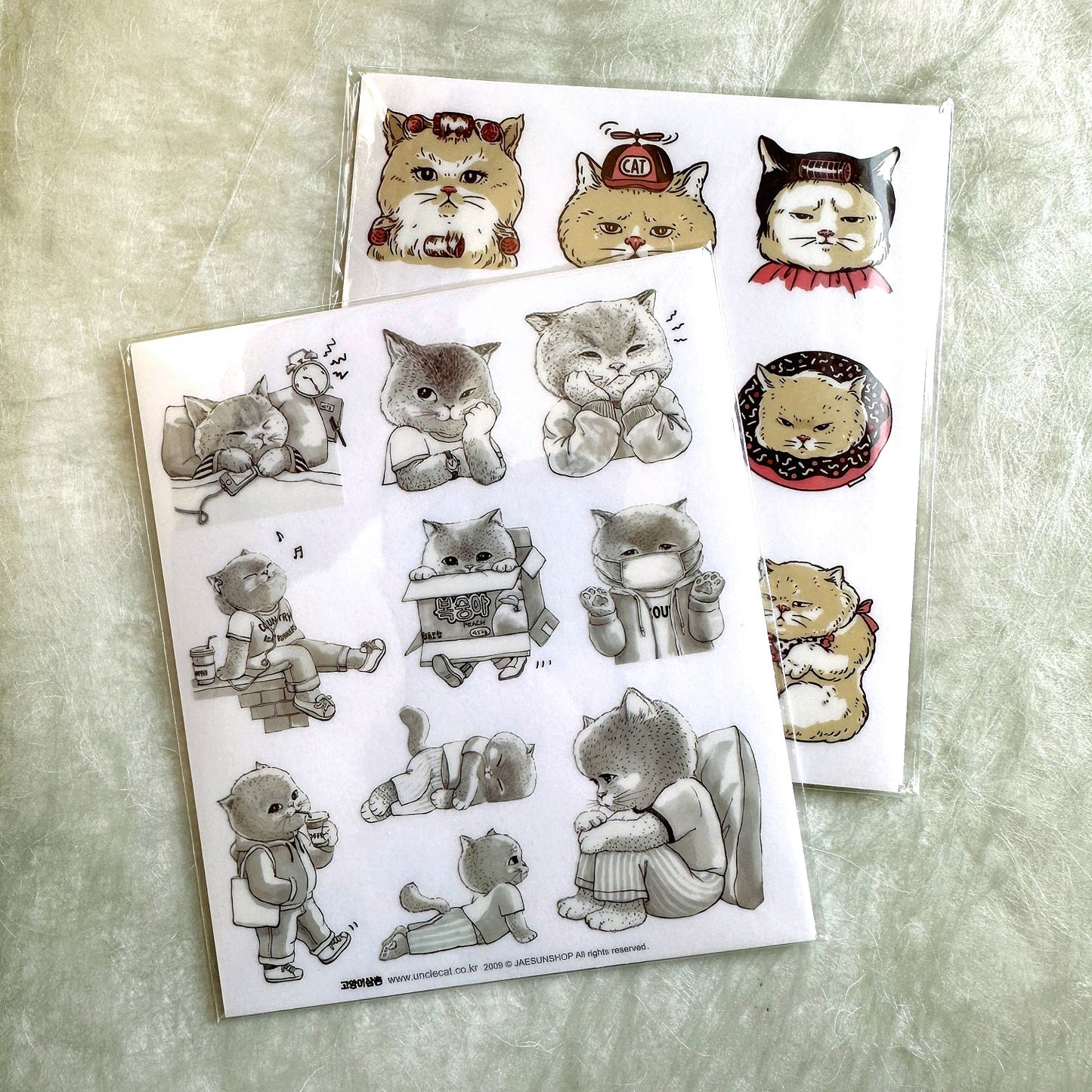 Uncle Cat - uncut transparent sticker sheets