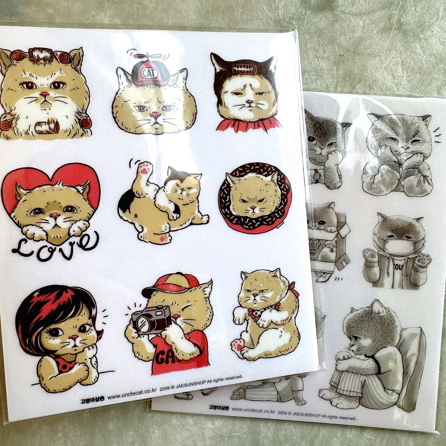 Uncle Cat - uncut transparent sticker sheets