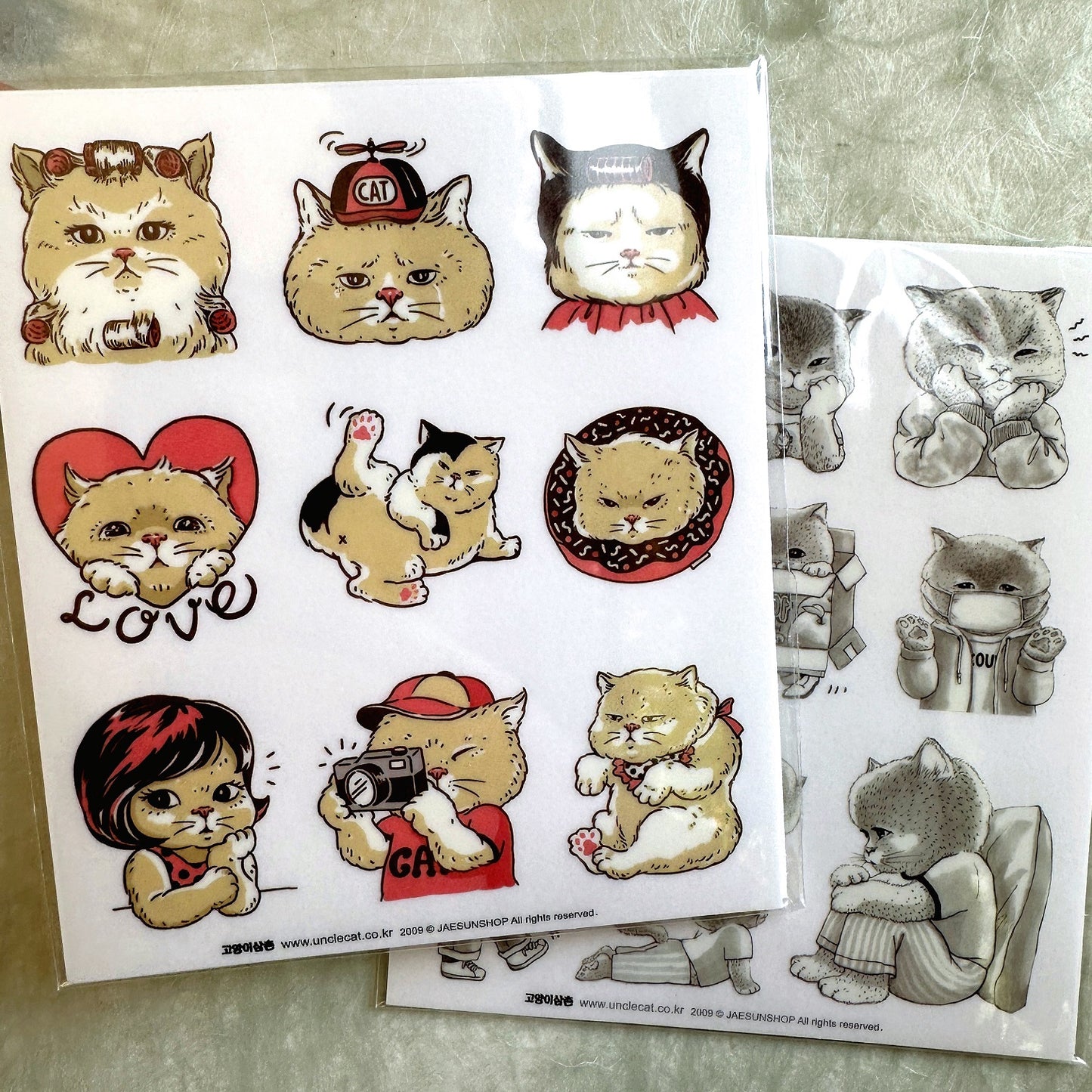 Uncle Cat - uncut transparent sticker sheets
