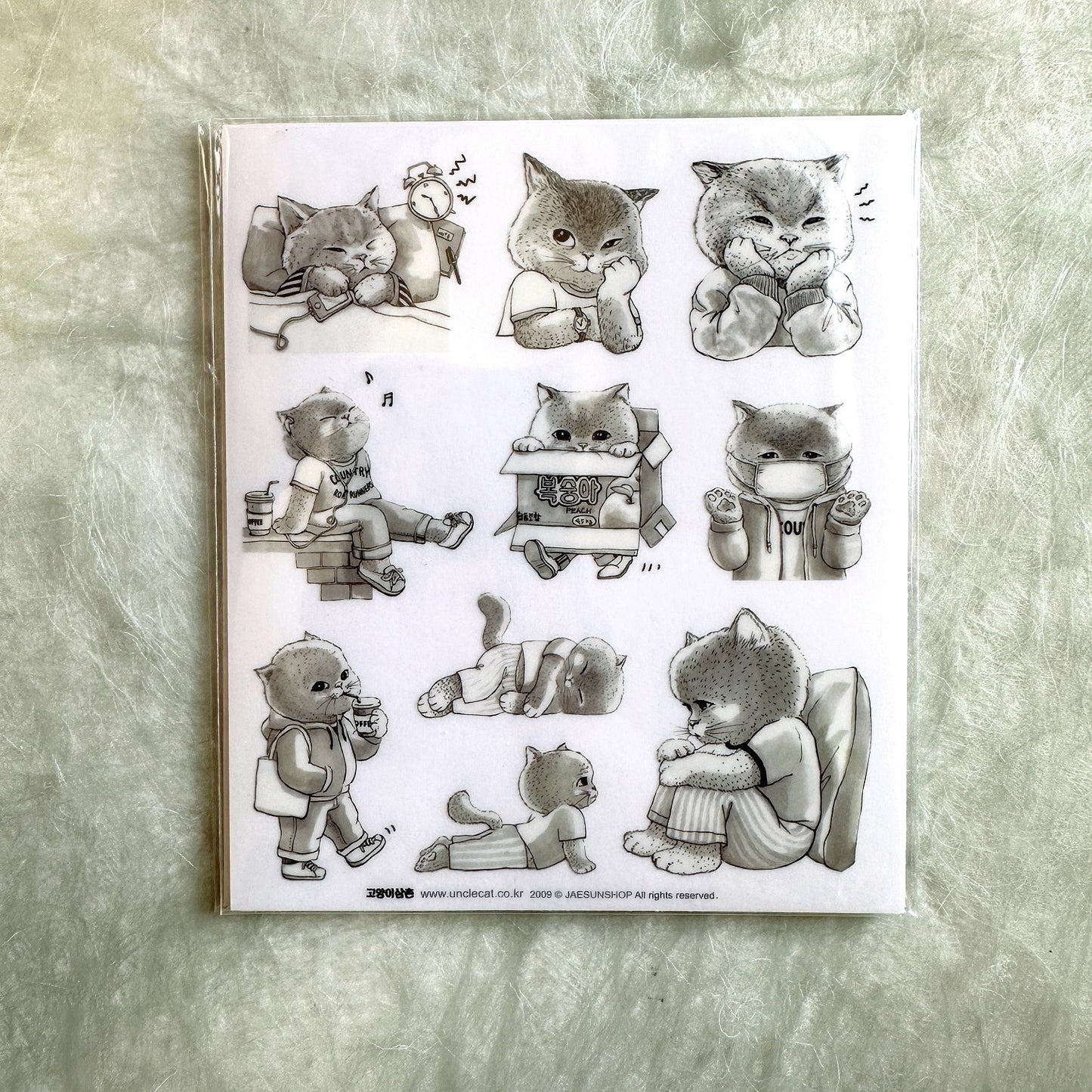 Uncle Cat - uncut transparent sticker sheets