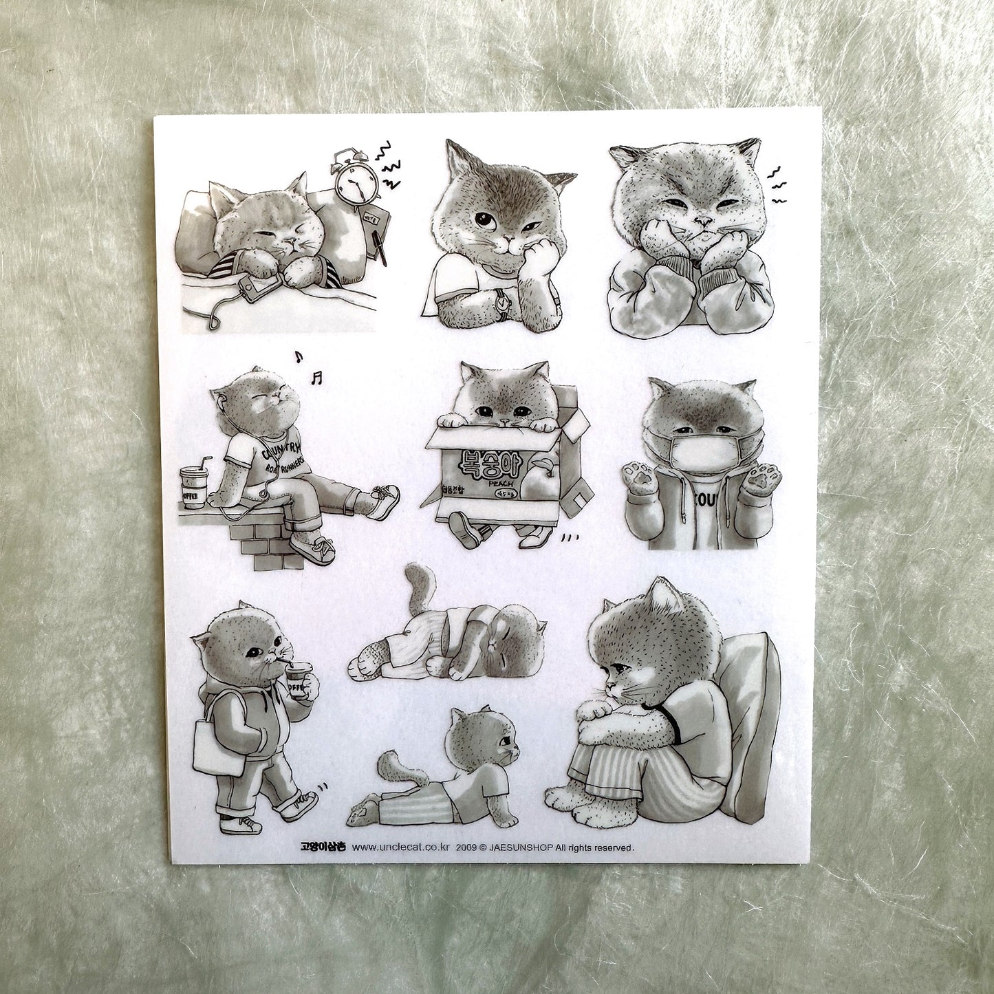 Uncle Cat - uncut transparent sticker sheets