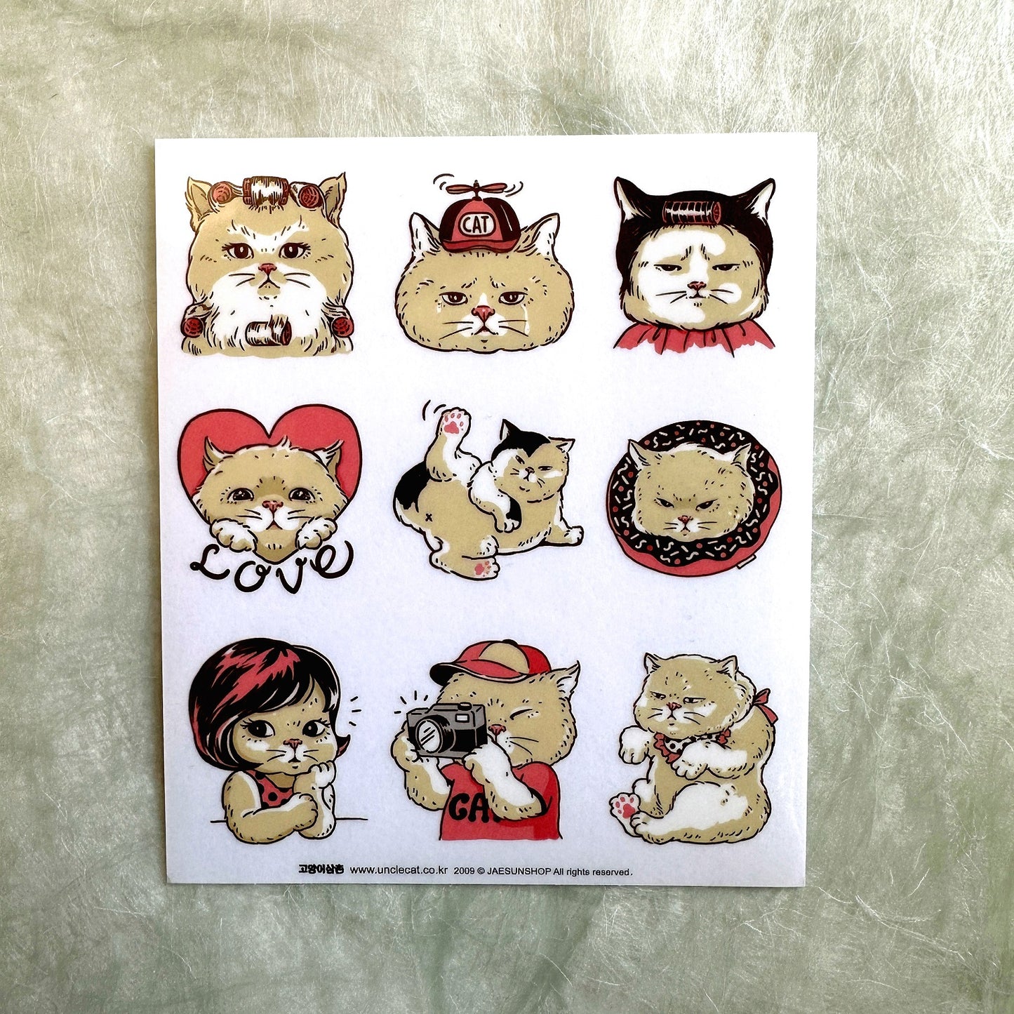 Uncle Cat - uncut transparent sticker sheets