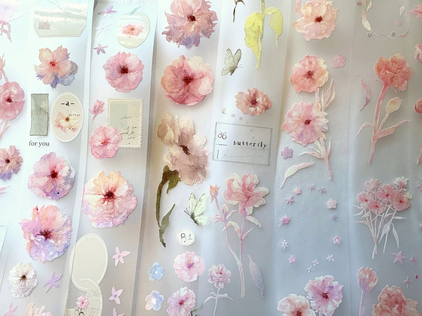Ursulaloft - Butterfly Peony PET tape (5 cm x 333 cm) SAMPLES