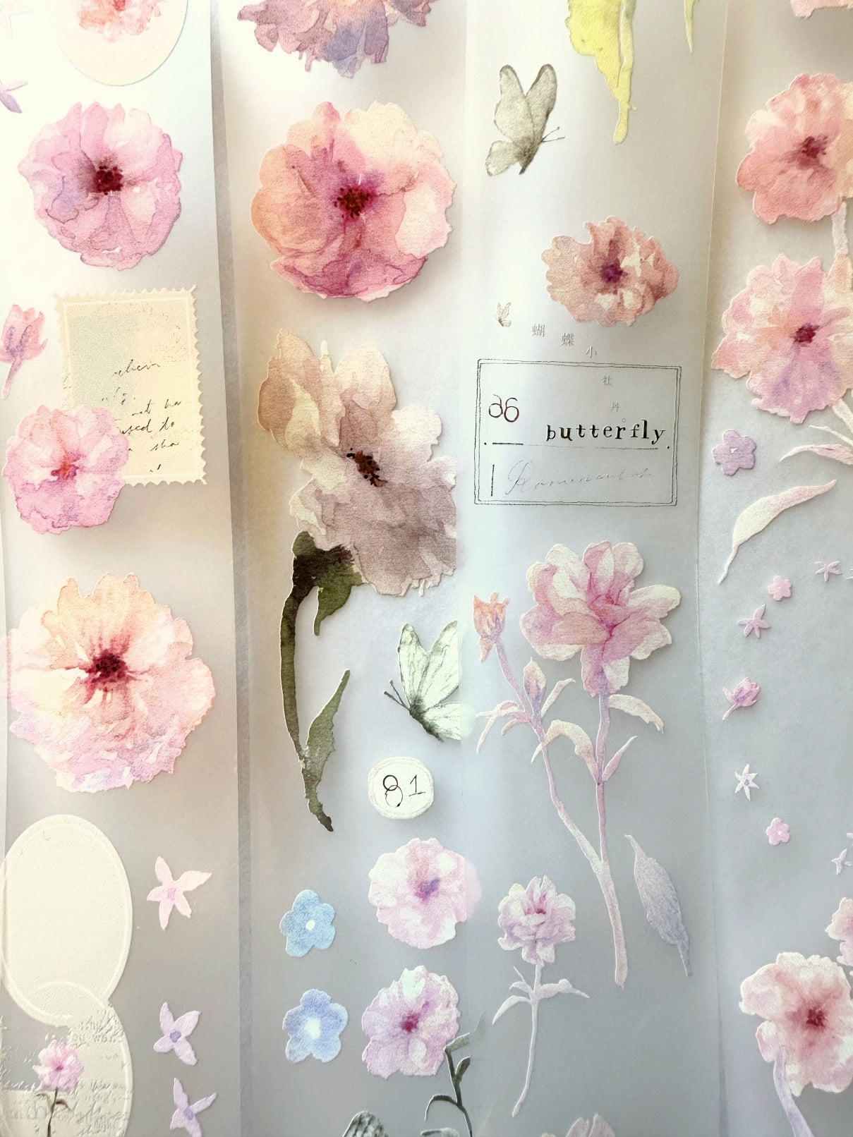 Ursulaloft - Butterfly Peony PET tape (5 cm x 333 cm) SAMPLES