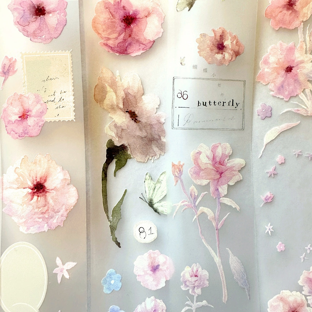 Ursulaloft - Butterfly Peony PET tape (5 cm x 333 cm) SAMPLES