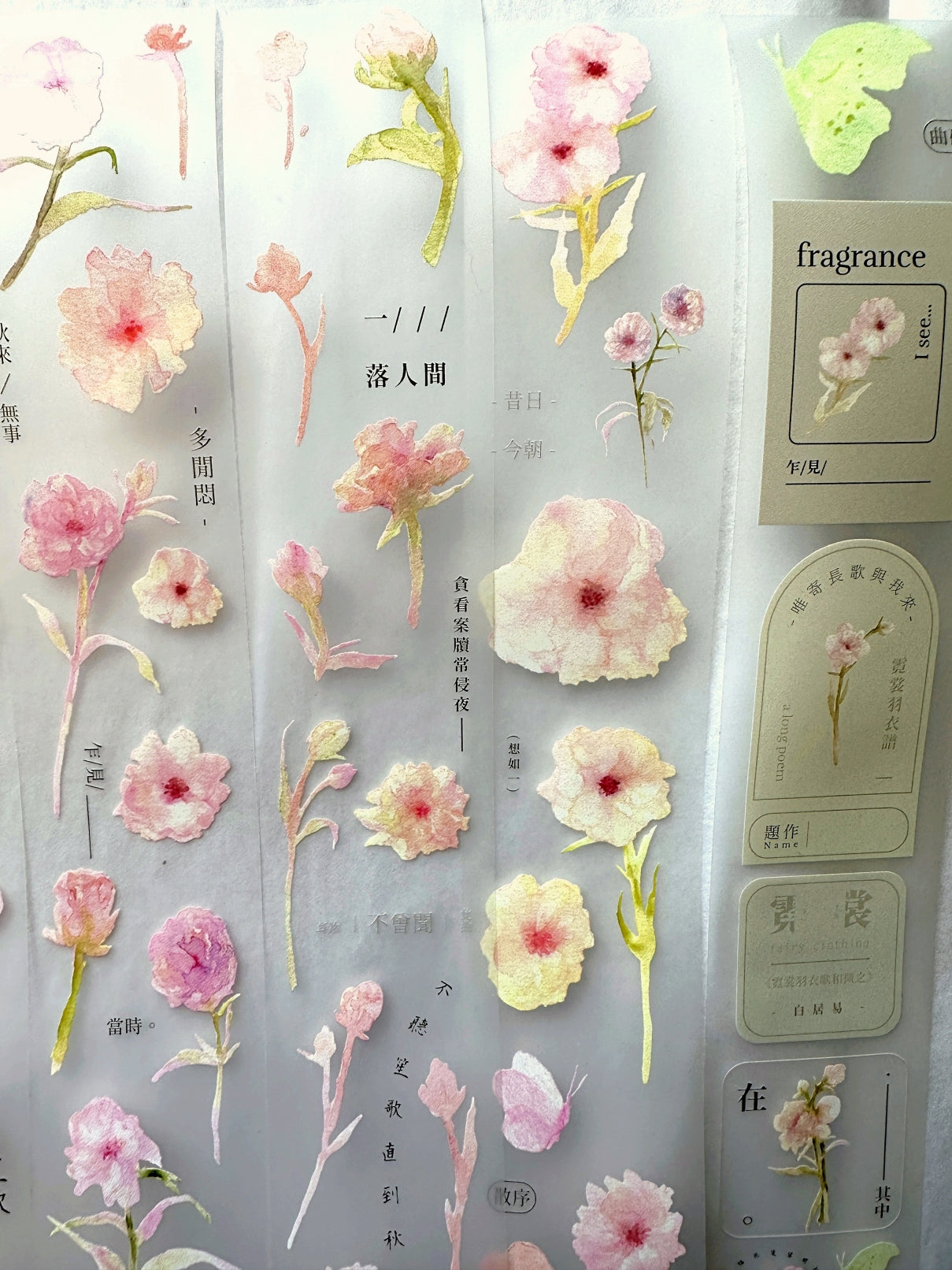 Ursulaloft - The Fairy Butterfly Ranunculus PET tape (4 cm x 170 cm) SAMPLES