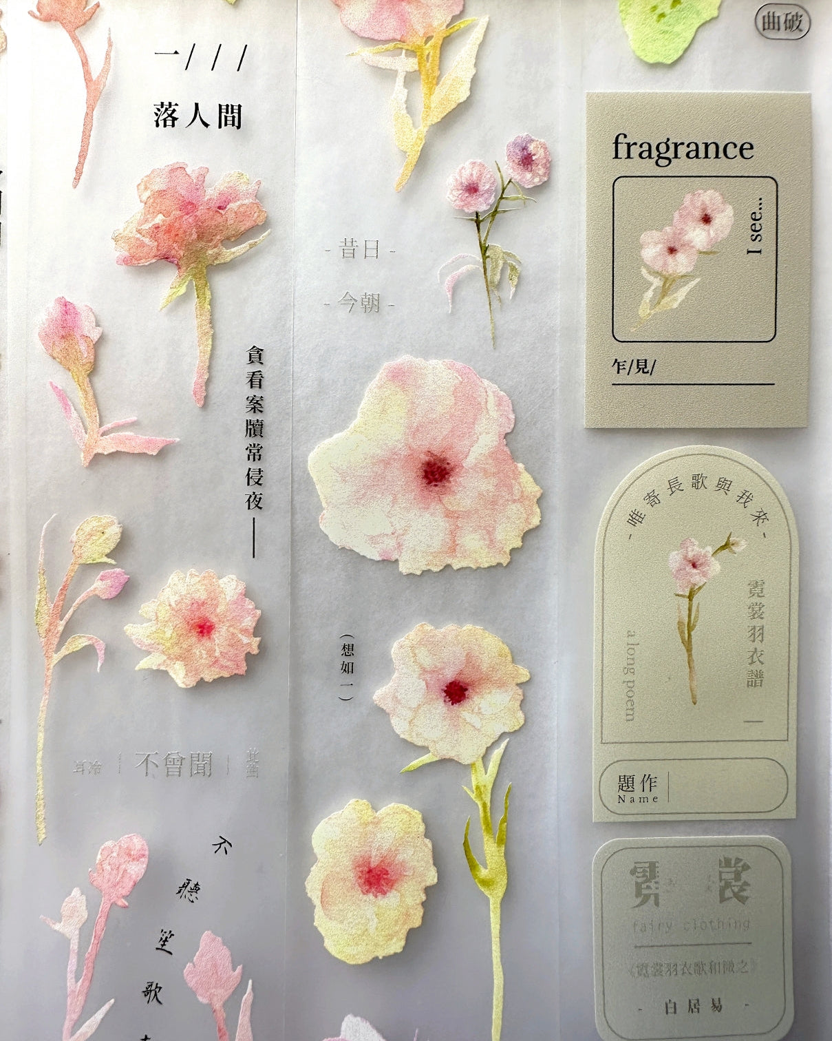 Ursulaloft - The Fairy Butterfly Ranunculus PET tape (4 cm x 170 cm) SAMPLES