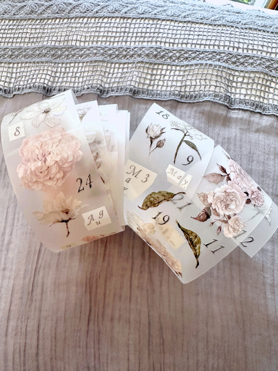 Ursulaloft - Rose: Time has turned the bloom to grey PET tape (4 cm x 190 cm) SAMPLES