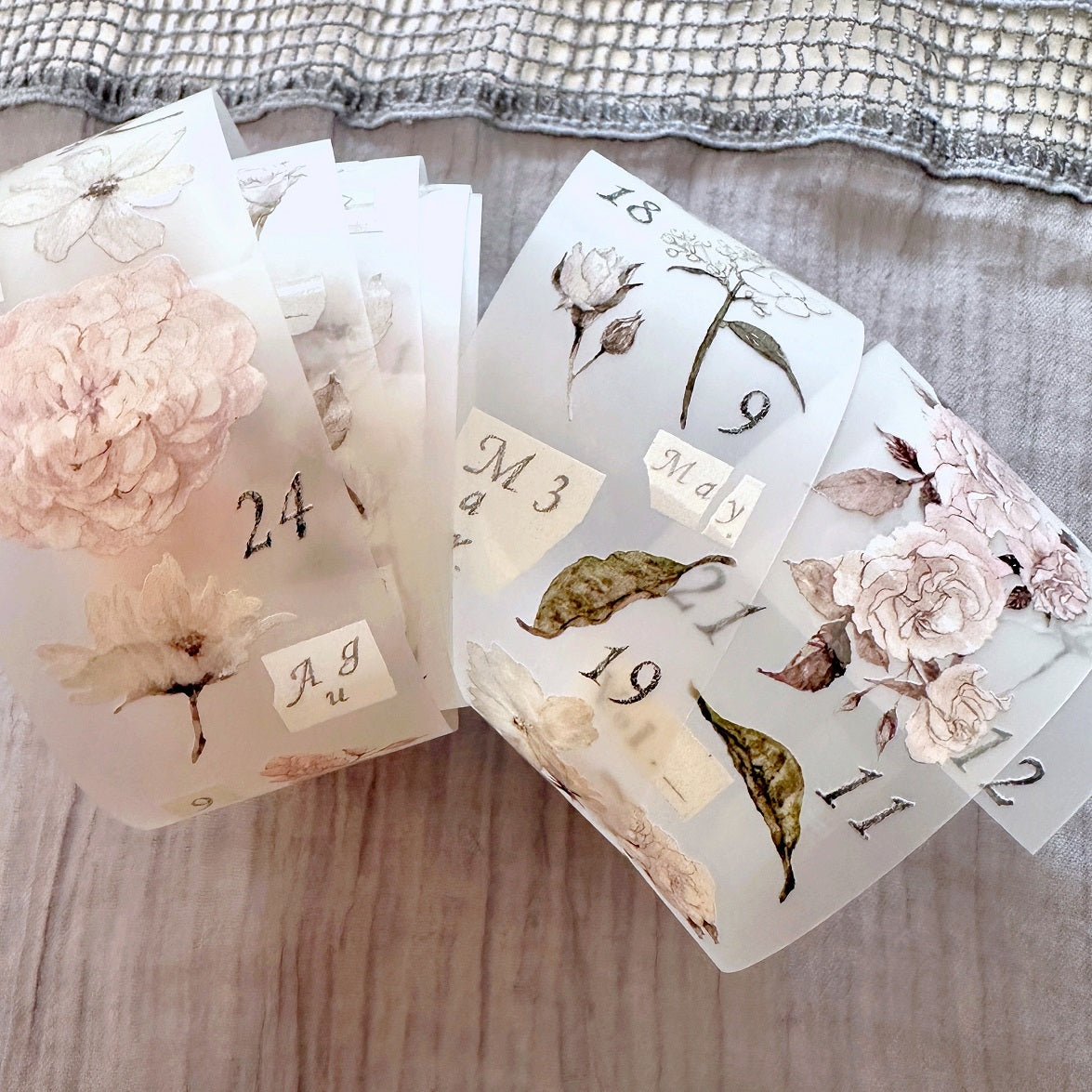 Ursulaloft - Rose: Time has turned the bloom to grey PET tape (4 cm x 190 cm) SAMPLES