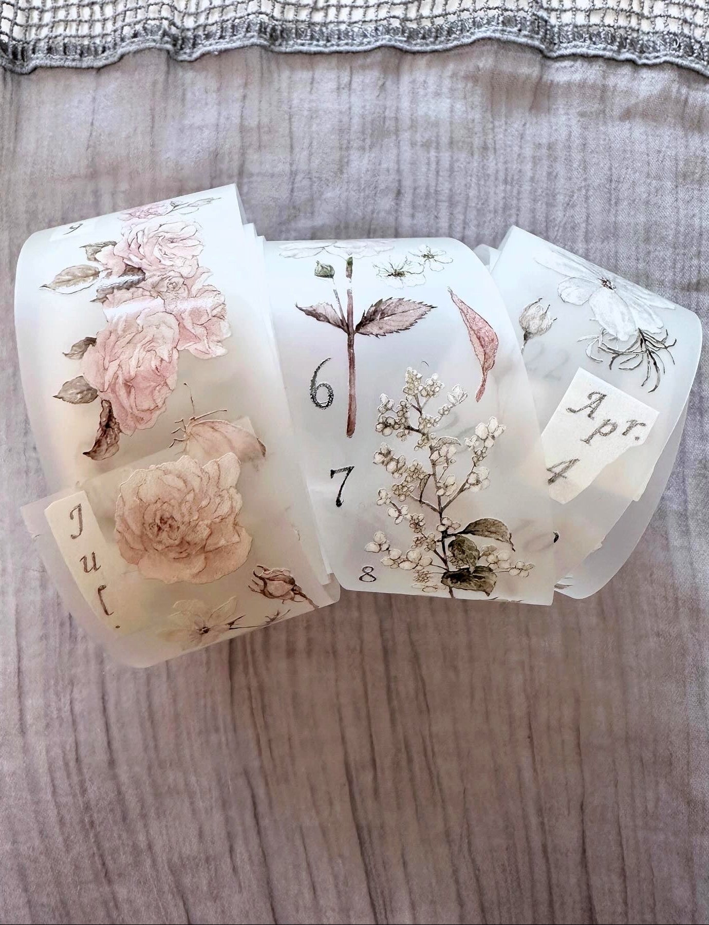 Ursulaloft - Rose: Time has turned the bloom to grey PET tape (4 cm x 190 cm) SAMPLES