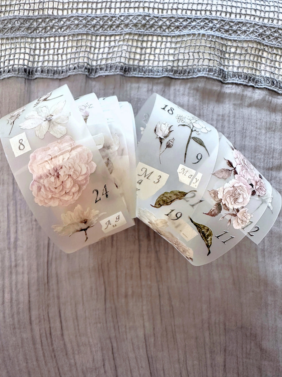 Ursulaloft - Rose: Time has turned the bloom to grey PET tape (4 cm x 190 cm) SAMPLES
