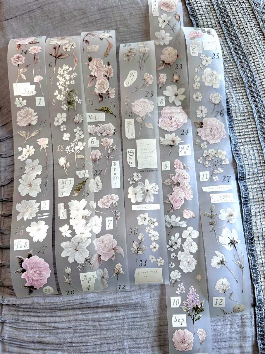 Ursulaloft - Rose: Time has turned the bloom to grey PET tape (4 cm x 190 cm) SAMPLES