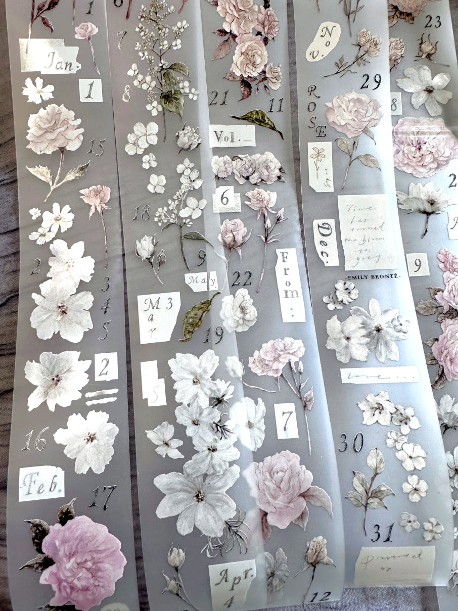 Ursulaloft - Rose: Time has turned the bloom to grey PET tape (4 cm x 190 cm) SAMPLES