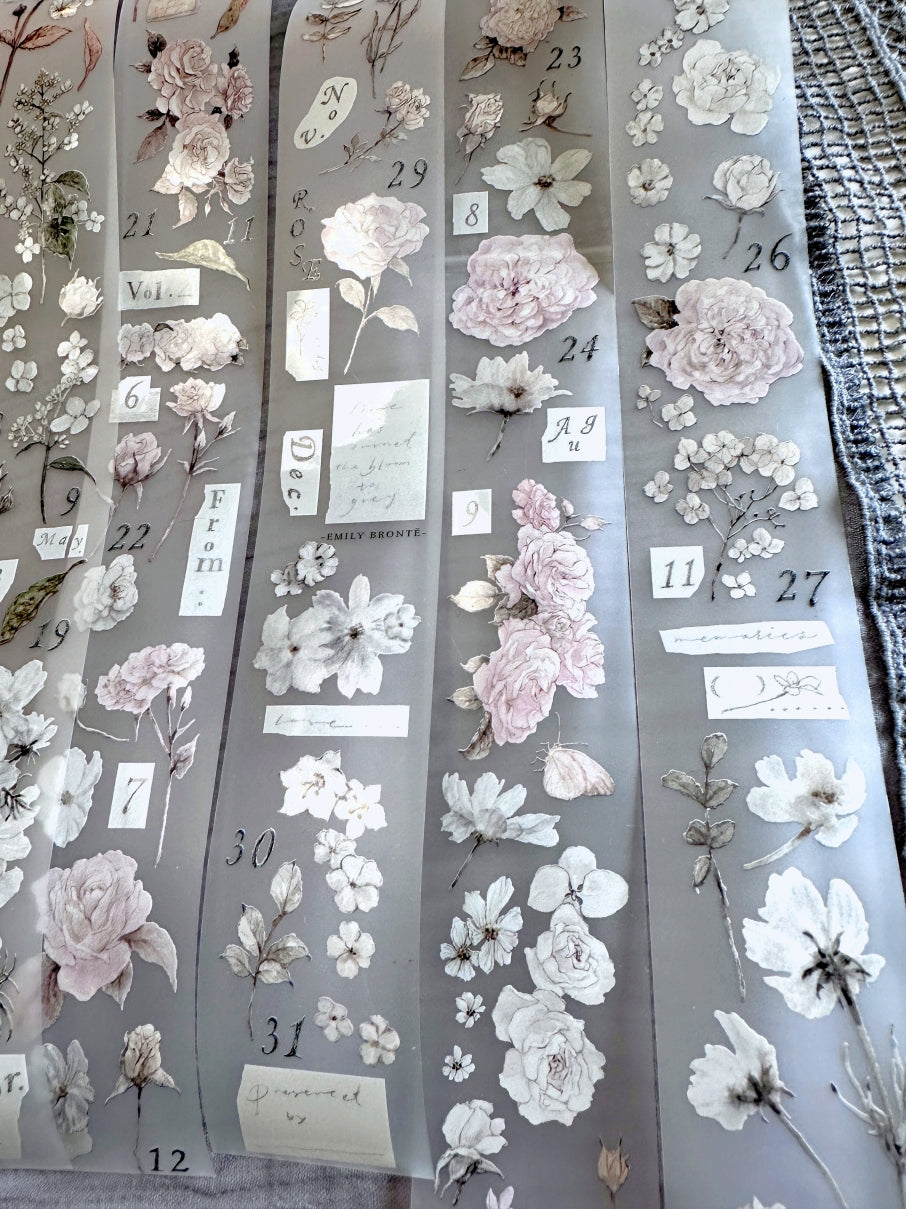 Ursulaloft - Rose: Time has turned the bloom to grey PET tape (4 cm x 190 cm) SAMPLES