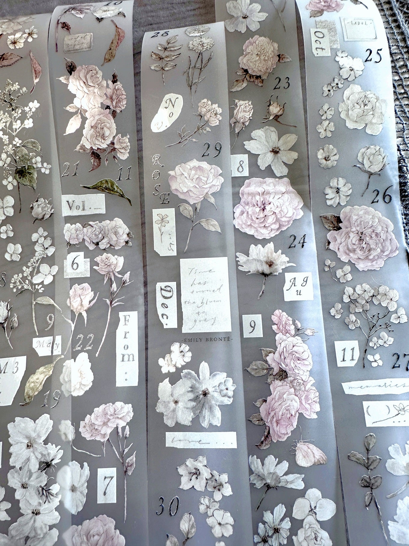 Ursulaloft - Rose: Time has turned the bloom to grey PET tape (4 cm x 190 cm) SAMPLES