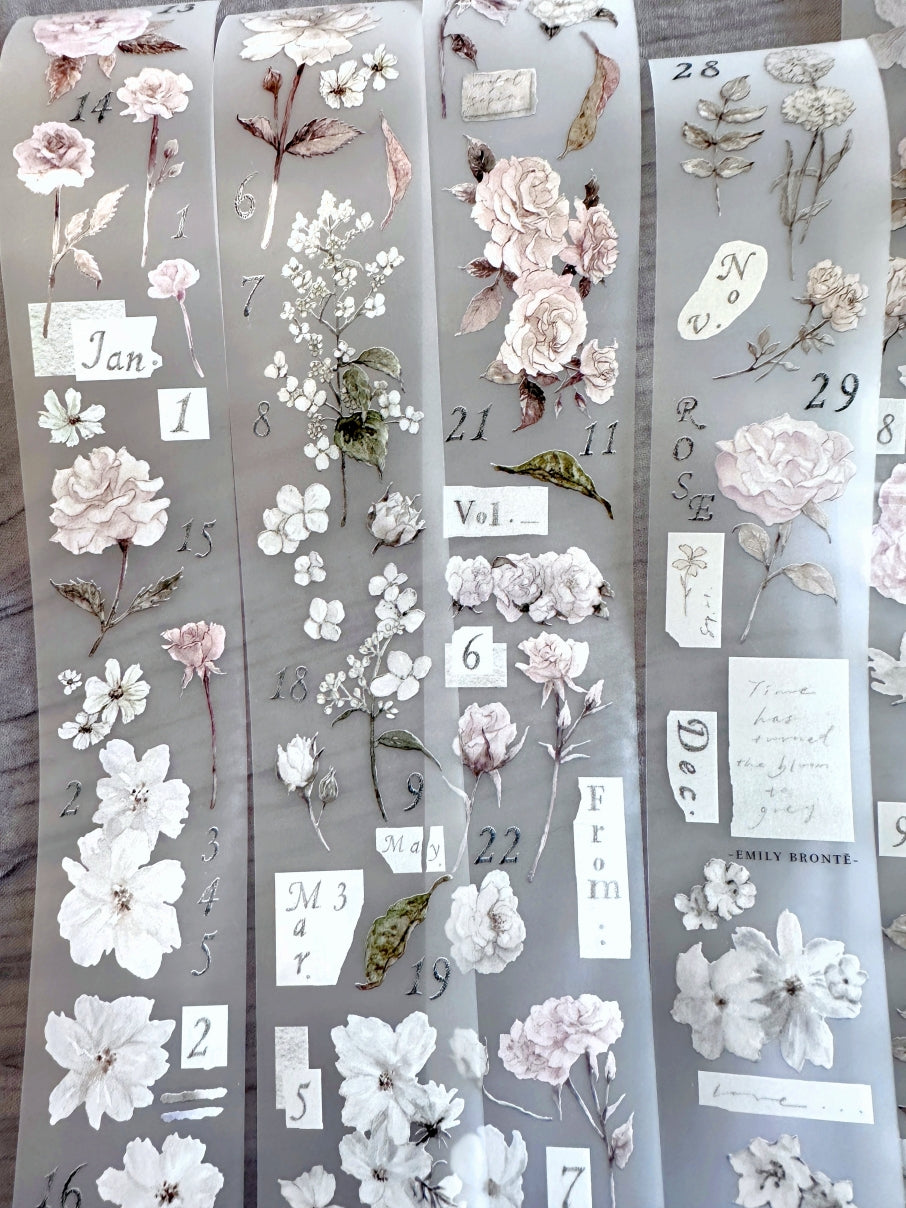Ursulaloft - Rose: Time has turned the bloom to grey PET tape (4 cm x 190 cm) SAMPLES
