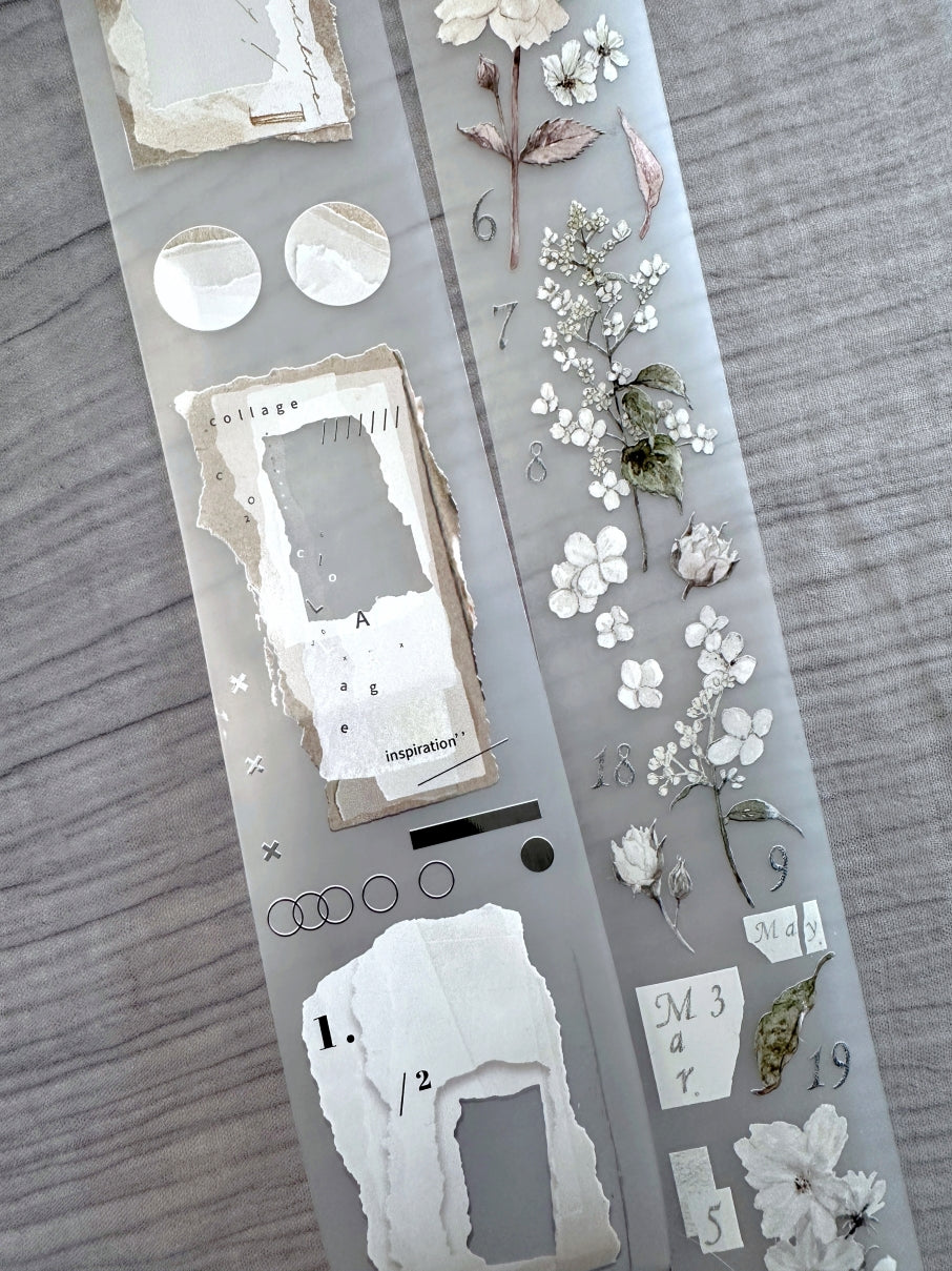Ursulaloft - White Collage PET tape (5 cm x 120 cm) SAMPLES