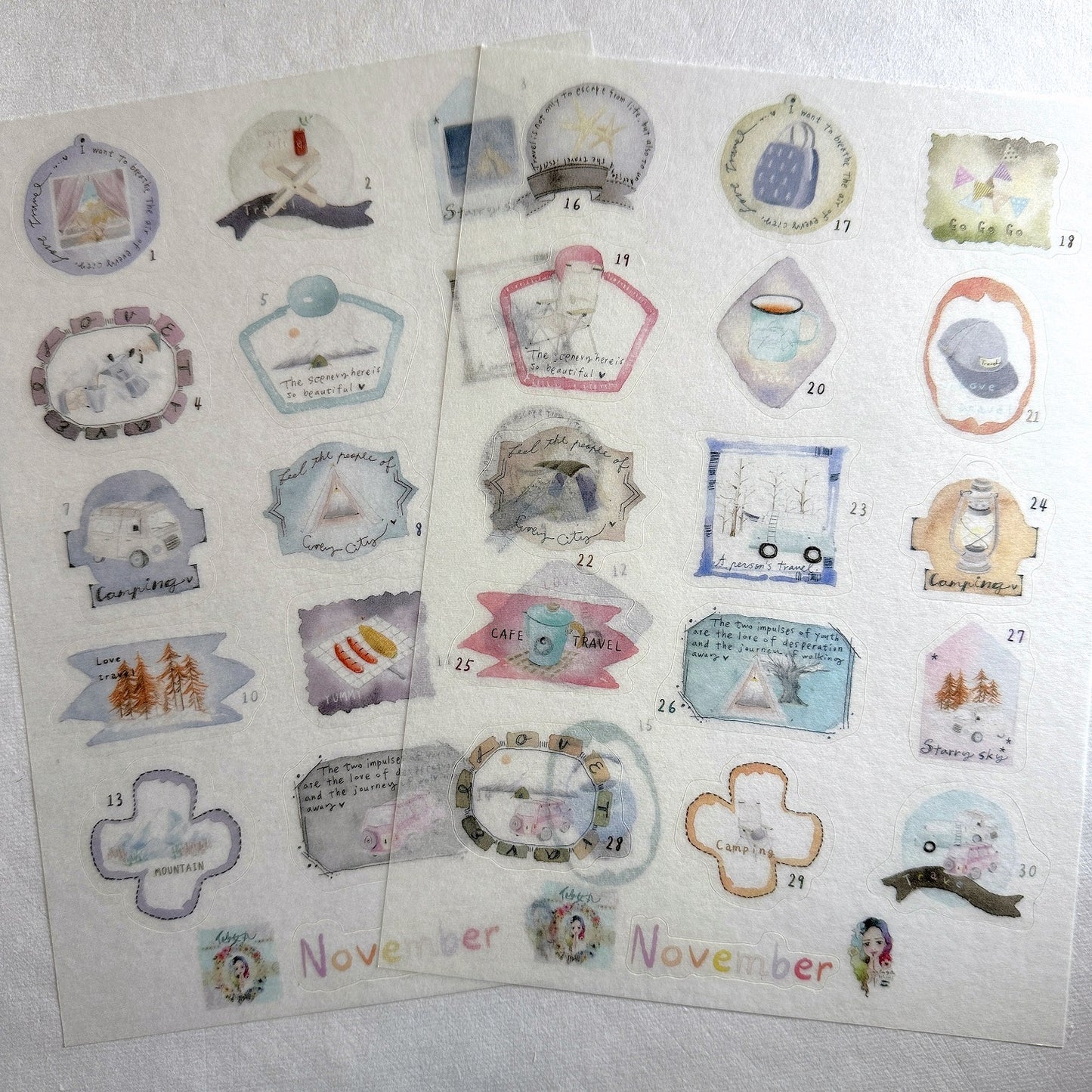 Urtapeprint - Monthly calendar stickers by Pei Pei, Monchiichen, Fairy Maru