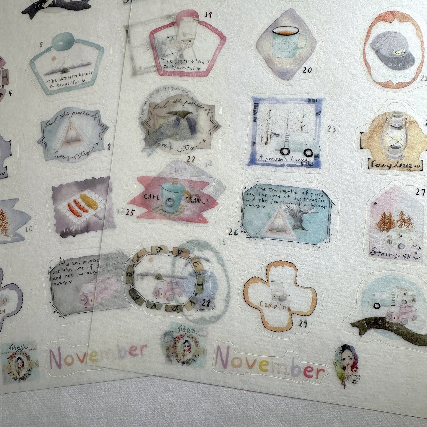 Urtapeprint - Monthly calendar stickers by Pei Pei, Monchiichen, Fairy Maru