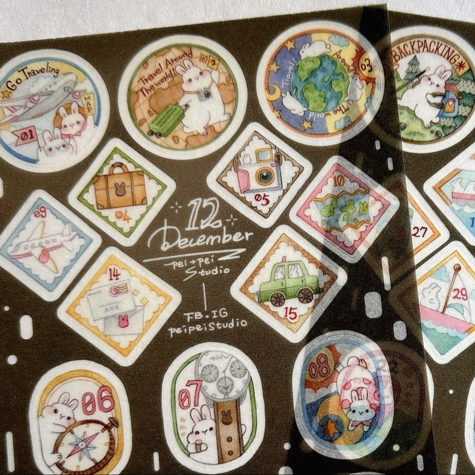 Urtapeprint - Monthly calendar stickers by Pei Pei, Monchiichen, Fairy Maru
