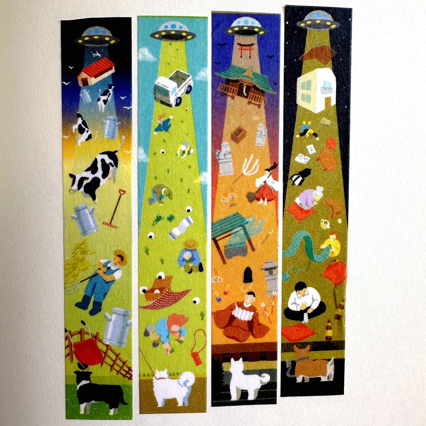 World Craft Tatemasu - UFO Encounter vertical washi tape SAMPLES