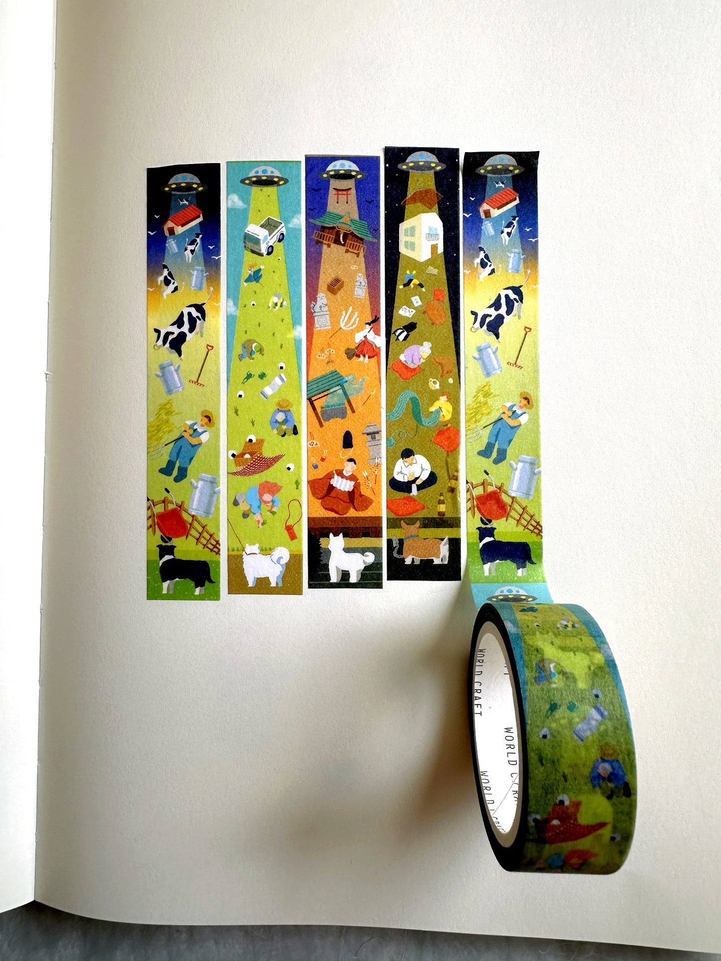 World Craft Tatemasu - UFO Encounter vertical washi tape SAMPLES