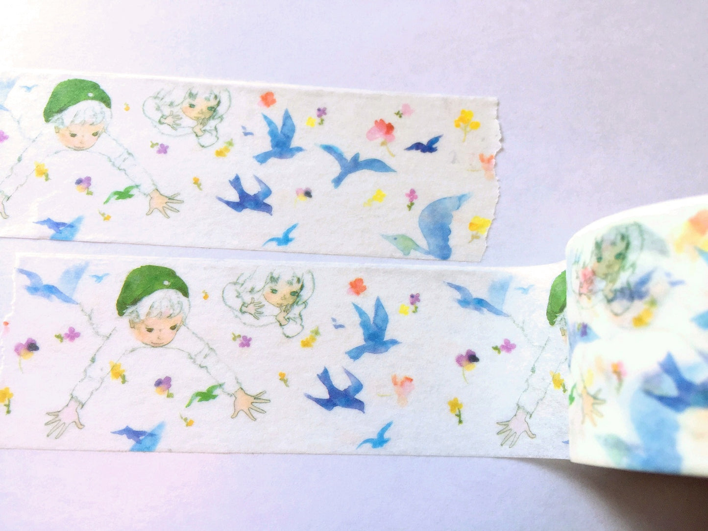 Chihiro Iwasaki Illustration - Watercolor Blue Bird washi tape SAMPLES