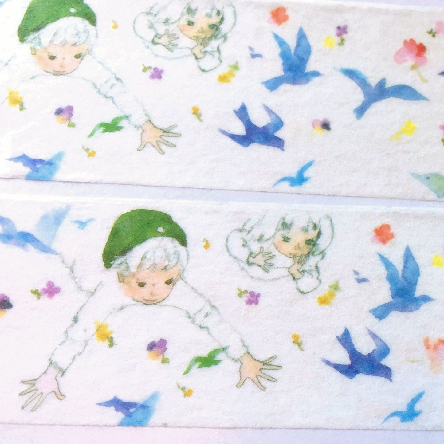 Chihiro Iwasaki Illustration - Watercolor Blue Bird washi tape SAMPLES