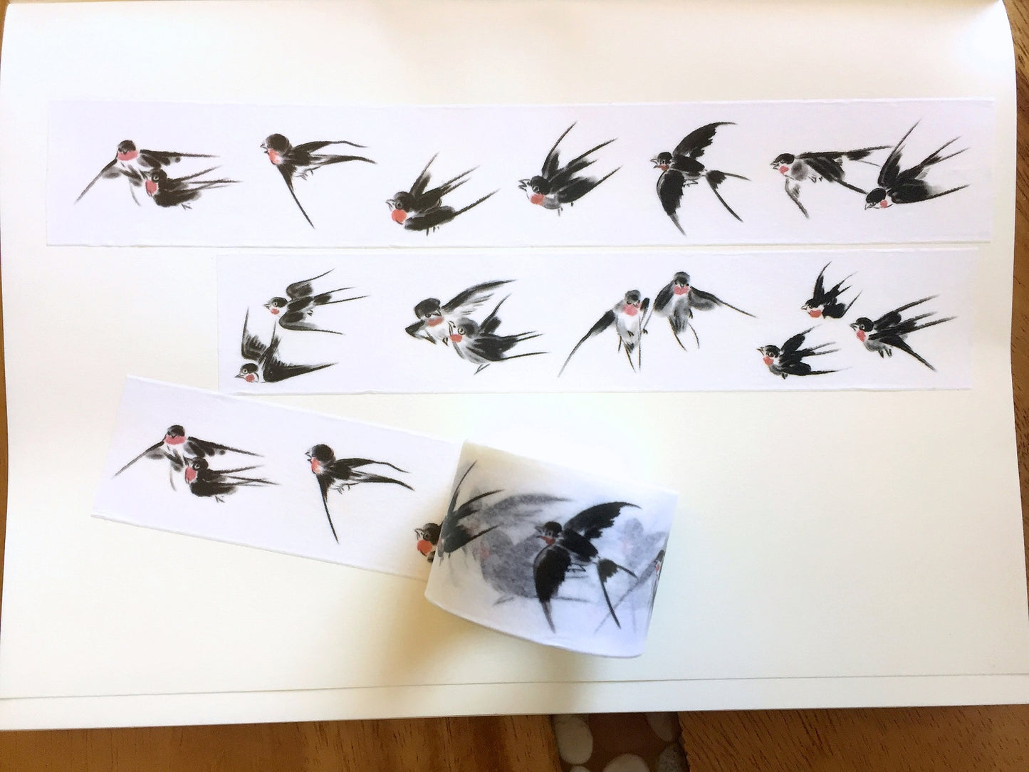 Swallows (Chinese ink painting) masking tape SAMPLES